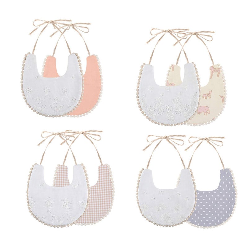 GZMM Baby Bib For Girls,Reversible Waterproof Handmade Natural Cotton Baby Drool Bib 0-12 months 4 Pack (floral mult-7, 0-12) - Image 1